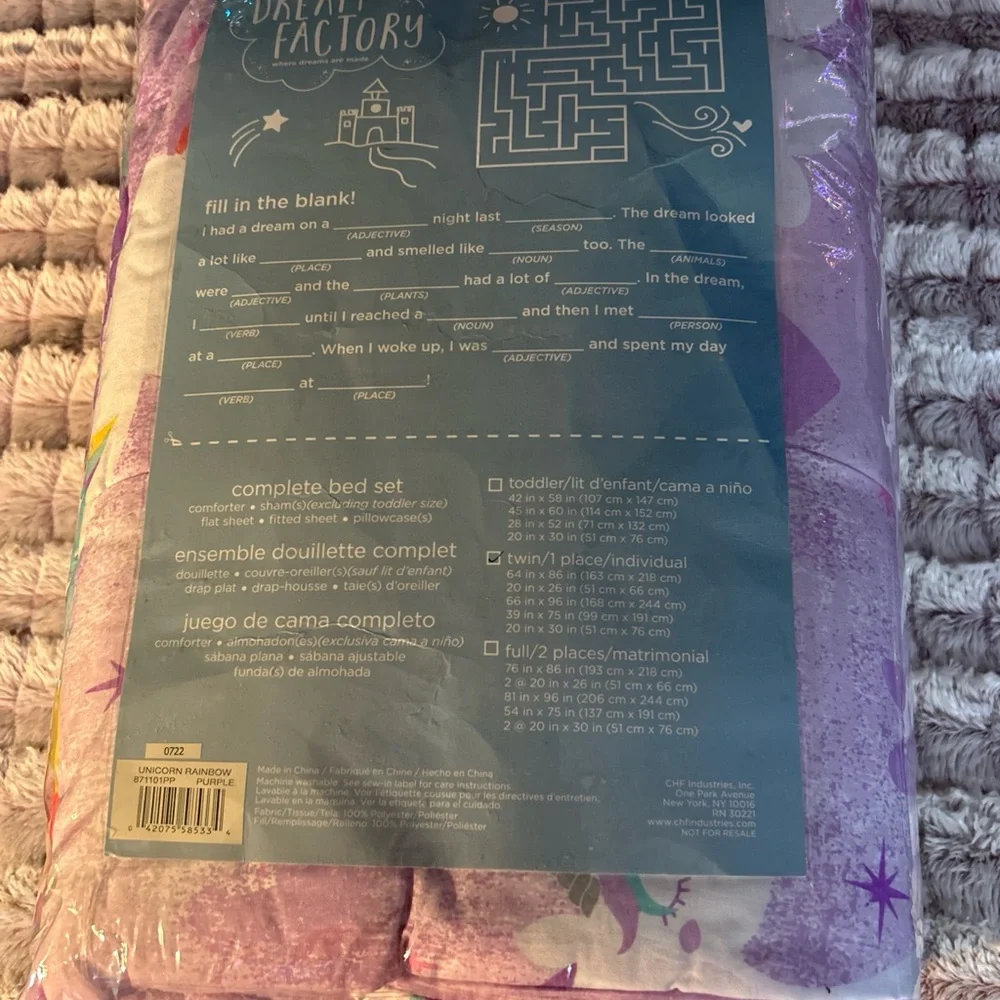 New 5 Piece Dream Factory Twin Bed Microfiber Set